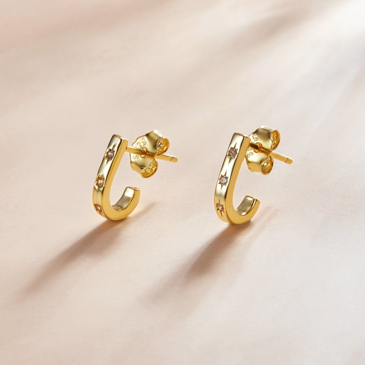 S925 Sterling Silver Star Crutch Ear Studs Women Earrings
