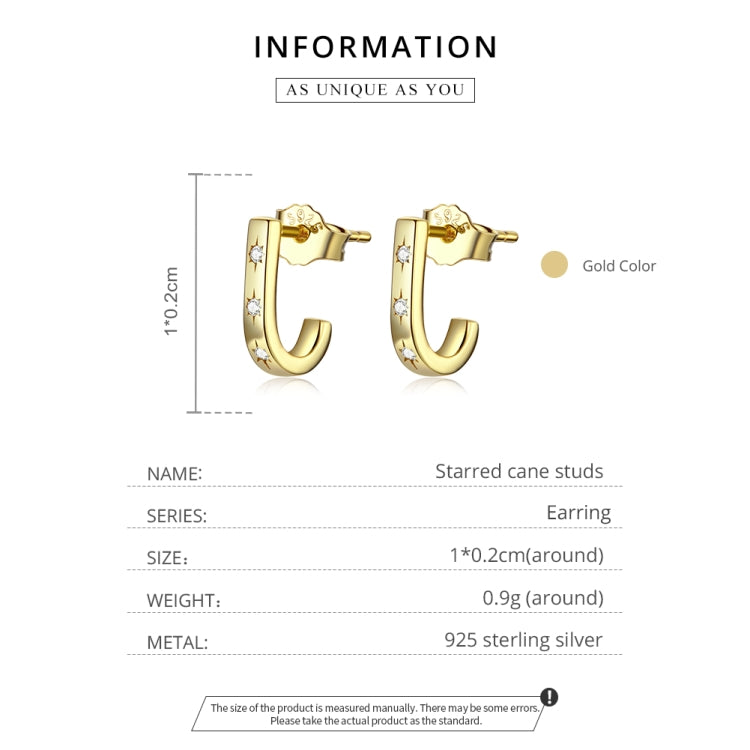 S925 Sterling Silver Star Crutch Ear Studs Women Earrings