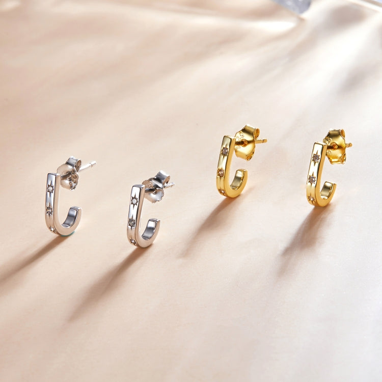 S925 Sterling Silver Star Crutch Ear Studs Women Earrings