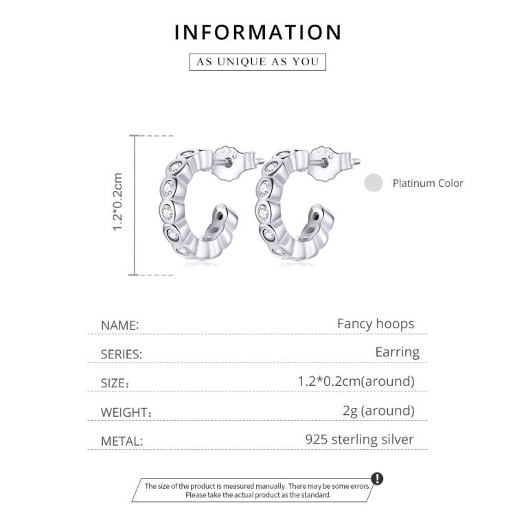 S925 Sterling Silver Geometric Simple Fashion Ear Studs Women Earrings, Color:White Zircon Silver