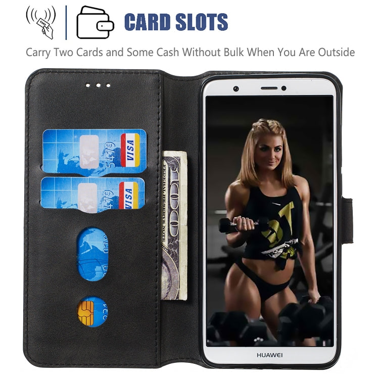 For Huawei P Smart / Honor 9 Lite Solid Color Buckle Horizontal Flip Leather Case with Wallet & Holder & Card Slots
