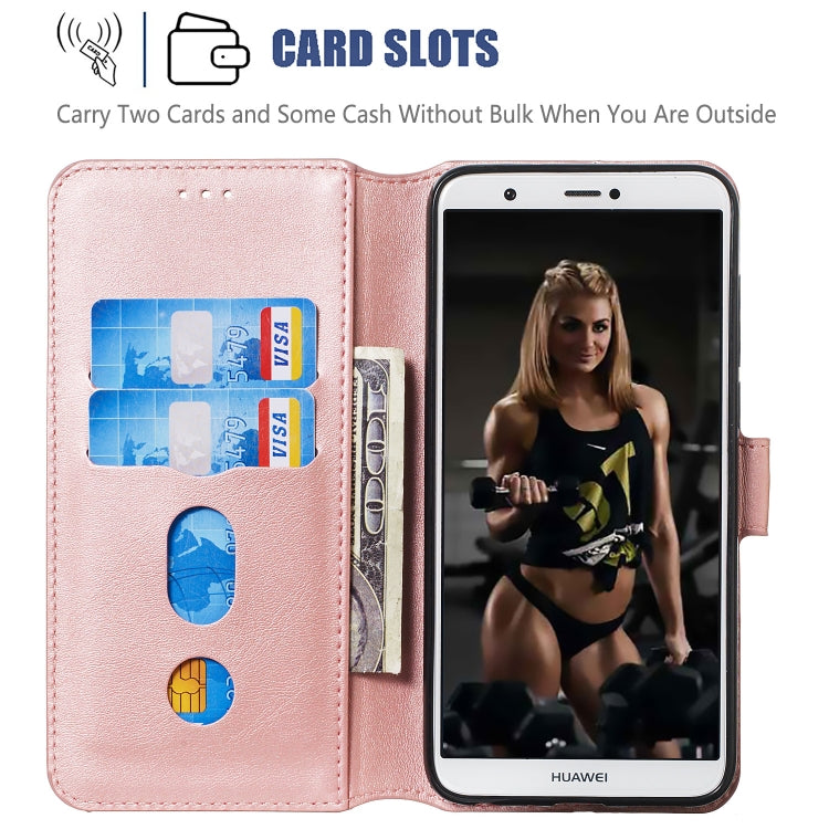 For Huawei P Smart / Honor 9 Lite Solid Color Buckle Horizontal Flip Leather Case with Wallet & Holder & Card Slots