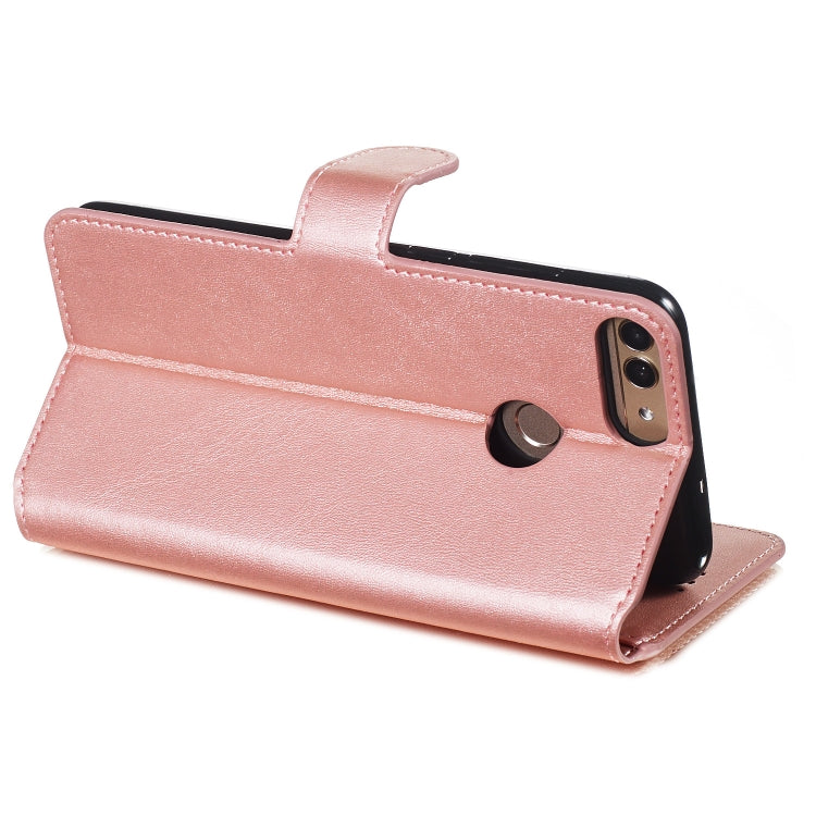 For Huawei P Smart / Honor 9 Lite Solid Color Buckle Horizontal Flip Leather Case with Wallet & Holder & Card Slots