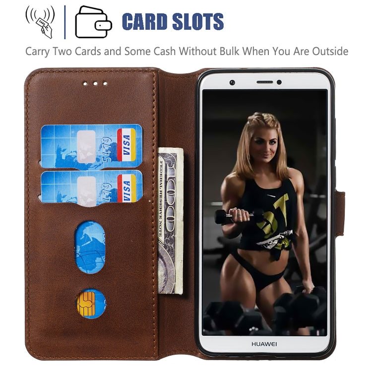 For Huawei P Smart / Honor 9 Lite Solid Color Buckle Horizontal Flip Leather Case with Wallet & Holder & Card Slots