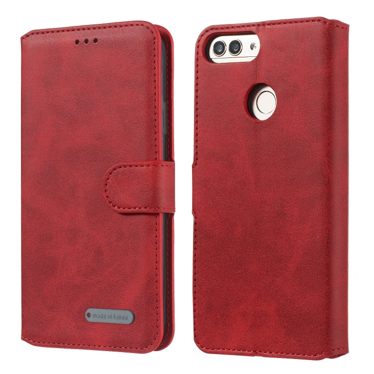 For Huawei P Smart / Honor 9 Lite Solid Color Buckle Horizontal Flip Leather Case with Wallet & Holder & Card Slots