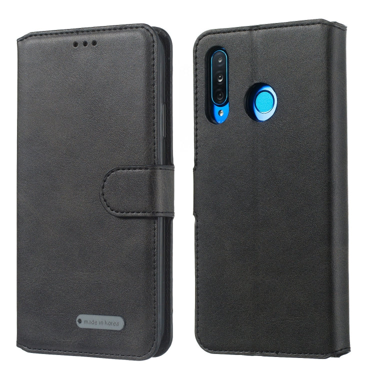 For Huawei P30 Lite / nova 4e Solid Color Buckle Horizontal Flip Leather Case with Wallet & Holder & Card Slots