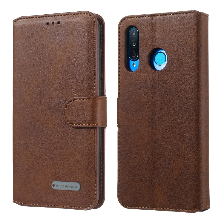 For Huawei P30 Lite / nova 4e Solid Color Buckle Horizontal Flip Leather Case with Wallet & Holder & Card Slots