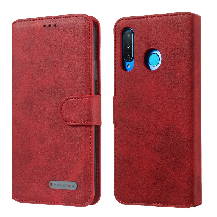 For Huawei P30 Lite / nova 4e Solid Color Buckle Horizontal Flip Leather Case with Wallet & Holder & Card Slots