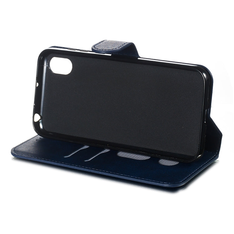For Huawei Y5 (2019) Solid Color Buckle Horizontal Flip Leather Case with Wallet & Holder & Card Slots
