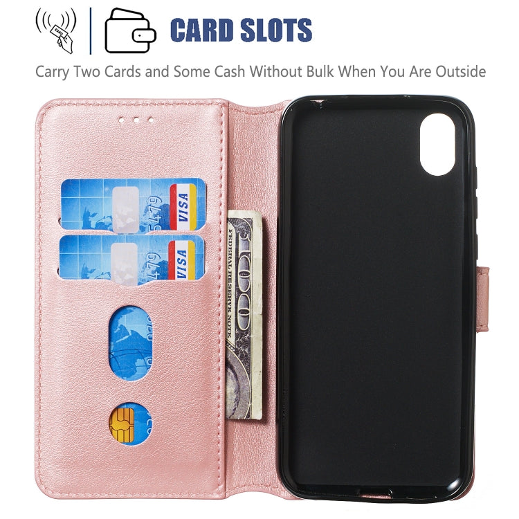 For Huawei Y5 (2019) Solid Color Buckle Horizontal Flip Leather Case with Wallet & Holder & Card Slots