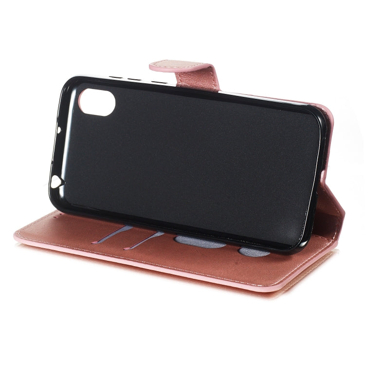 For Huawei Y5 (2019) Solid Color Buckle Horizontal Flip Leather Case with Wallet & Holder & Card Slots