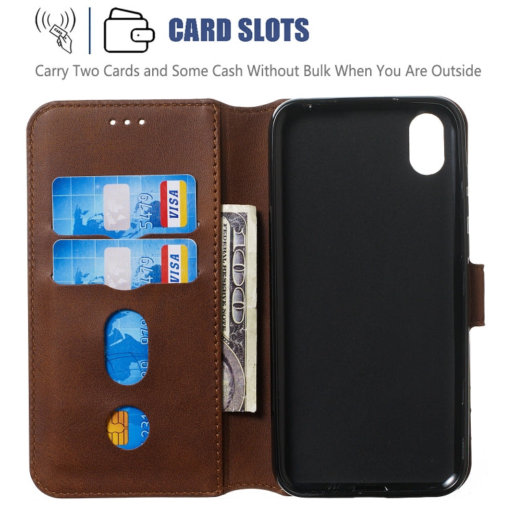 For Huawei Y5 (2019) Solid Color Buckle Horizontal Flip Leather Case with Wallet & Holder & Card Slots