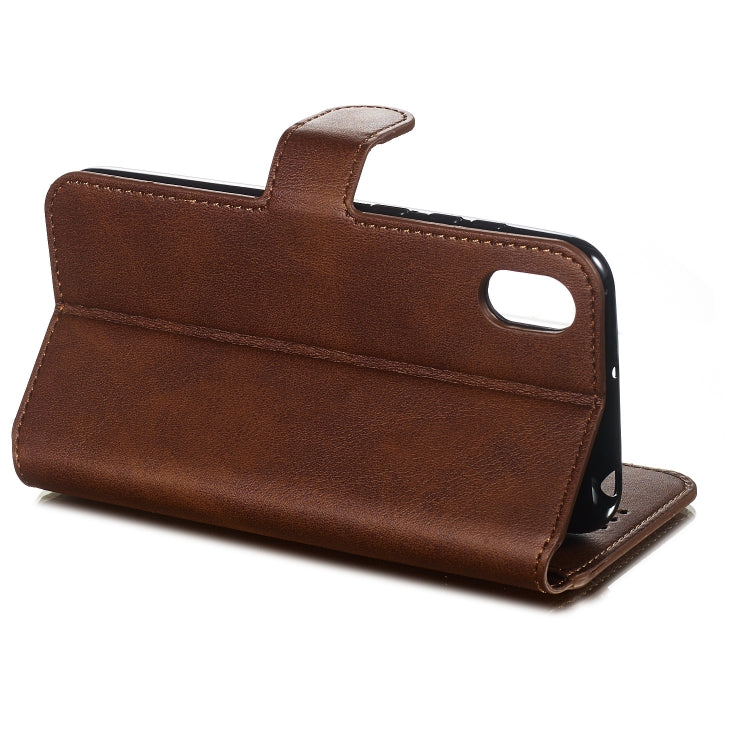 For Huawei Y5 (2019) Solid Color Buckle Horizontal Flip Leather Case with Wallet & Holder & Card Slots