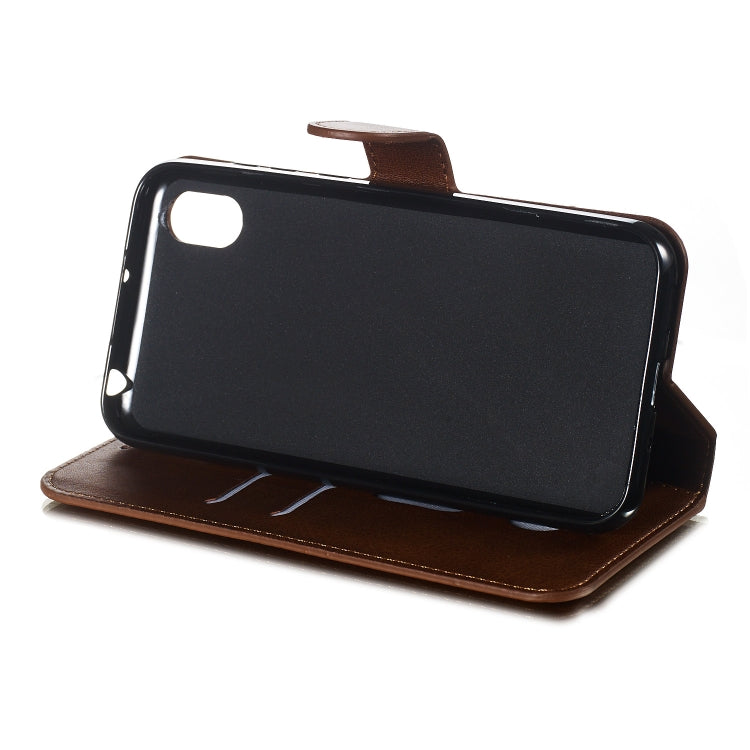 For Huawei Y5 (2019) Solid Color Buckle Horizontal Flip Leather Case with Wallet & Holder & Card Slots