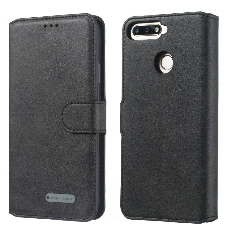 For Huawei Y6 (2018) / Honor 7A Solid Color Buckle Horizontal Flip Leather Case with Wallet & Holder & Card Slots
