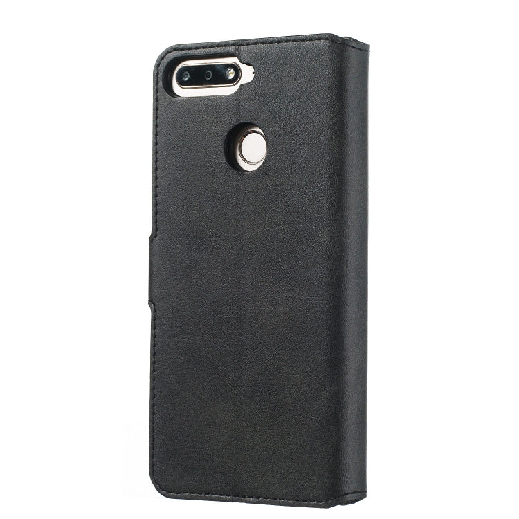 For Huawei Y6 (2018) / Honor 7A Solid Color Buckle Horizontal Flip Leather Case with Wallet & Holder & Card Slots