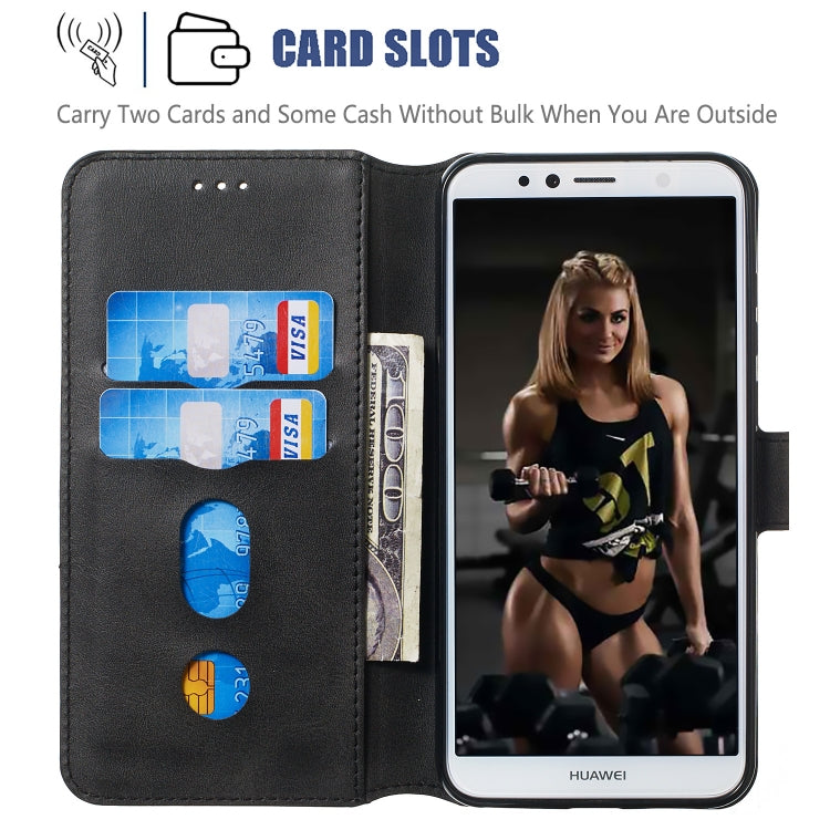 For Huawei Y6 (2018) / Honor 7A Solid Color Buckle Horizontal Flip Leather Case with Wallet & Holder & Card Slots