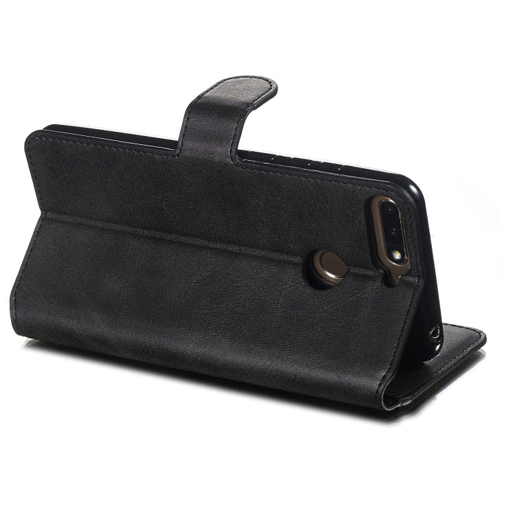 For Huawei Y6 (2018) / Honor 7A Solid Color Buckle Horizontal Flip Leather Case with Wallet & Holder & Card Slots