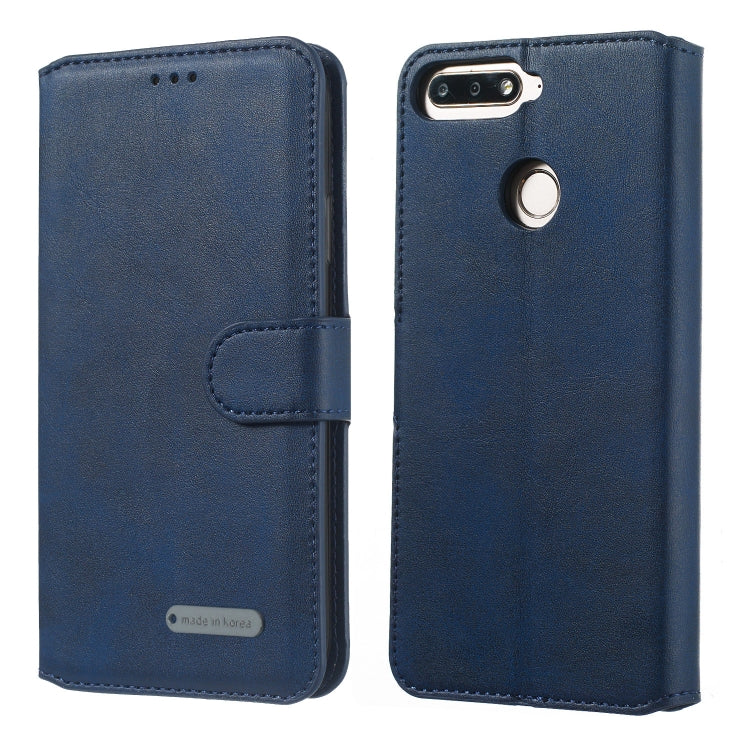 For Huawei Y6 (2018) / Honor 7A Solid Color Buckle Horizontal Flip Leather Case with Wallet & Holder & Card Slots
