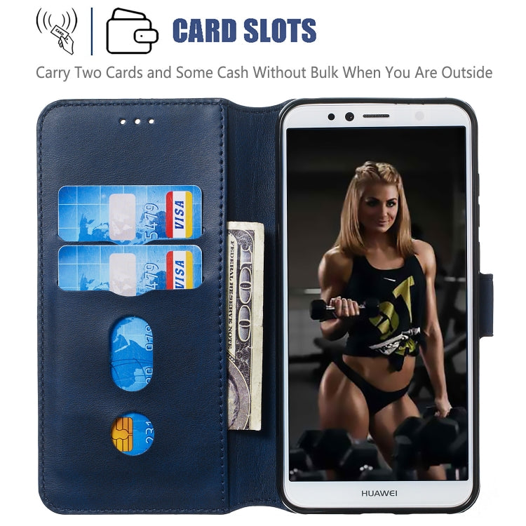 For Huawei Y6 (2018) / Honor 7A Solid Color Buckle Horizontal Flip Leather Case with Wallet & Holder & Card Slots