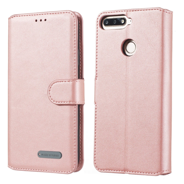 For Huawei Y6 (2018) / Honor 7A Solid Color Buckle Horizontal Flip Leather Case with Wallet & Holder & Card Slots