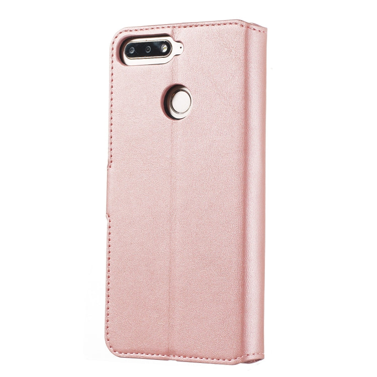 For Huawei Y6 (2018) / Honor 7A Solid Color Buckle Horizontal Flip Leather Case with Wallet & Holder & Card Slots
