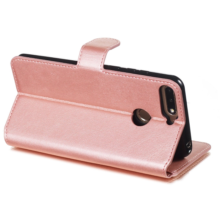 For Huawei Y6 (2018) / Honor 7A Solid Color Buckle Horizontal Flip Leather Case with Wallet & Holder & Card Slots