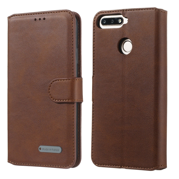 For Huawei Y6 (2018) / Honor 7A Solid Color Buckle Horizontal Flip Leather Case with Wallet & Holder & Card Slots