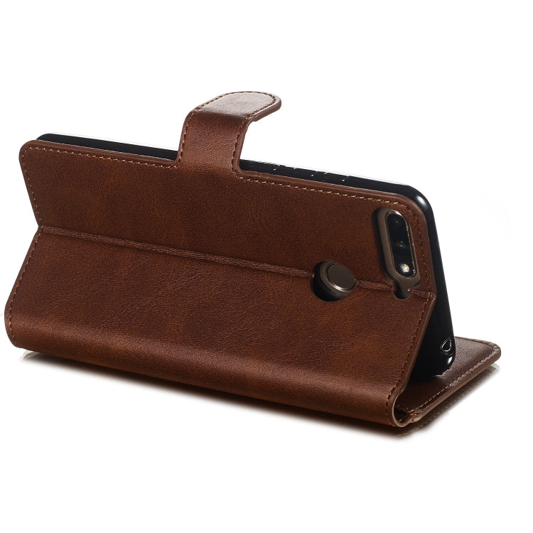 For Huawei Y6 (2018) / Honor 7A Solid Color Buckle Horizontal Flip Leather Case with Wallet & Holder & Card Slots
