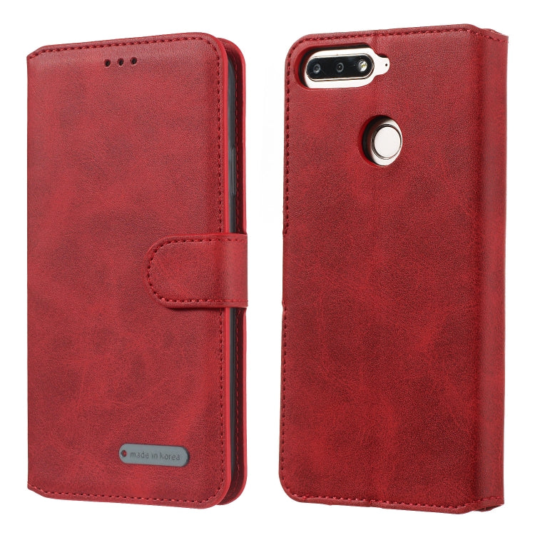 For Huawei Y6 (2018) / Honor 7A Solid Color Buckle Horizontal Flip Leather Case with Wallet & Holder & Card Slots