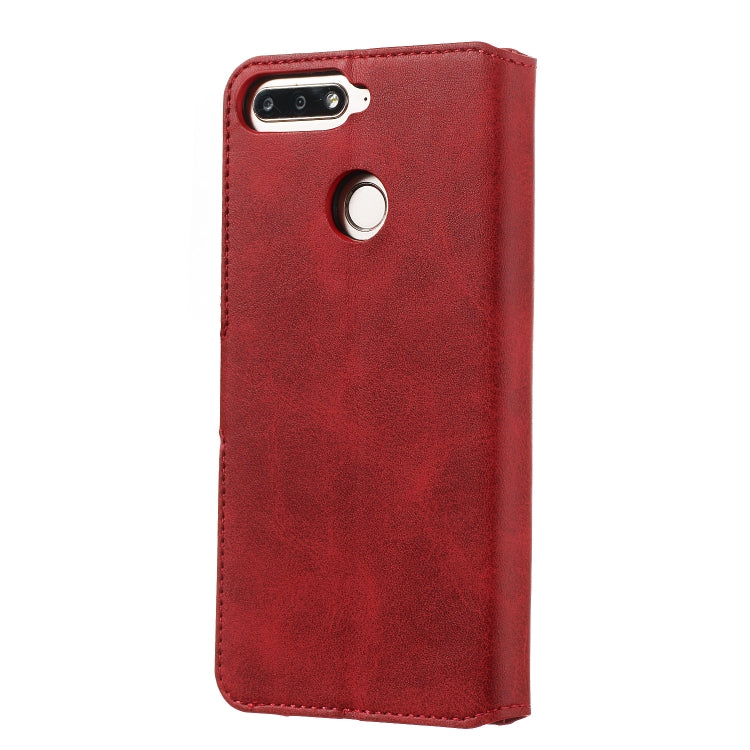 For Huawei Y6 (2018) / Honor 7A Solid Color Buckle Horizontal Flip Leather Case with Wallet & Holder & Card Slots