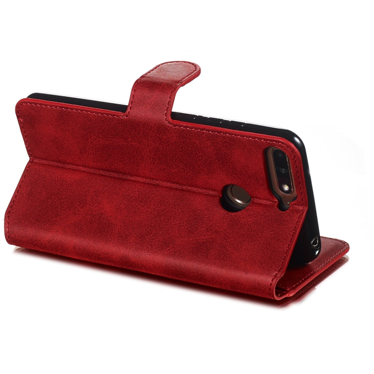 For Huawei Y6 (2018) / Honor 7A Solid Color Buckle Horizontal Flip Leather Case with Wallet & Holder & Card Slots