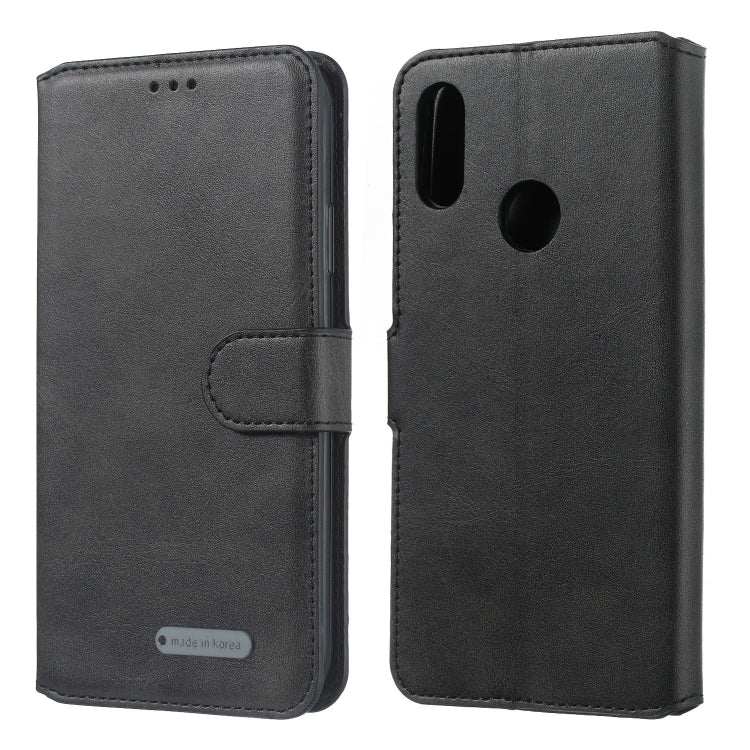 For Huawei Y6 (2019) / Honor 8A Solid Color Buckle Horizontal Flip Leather Case with Wallet & Holder & Card Slots