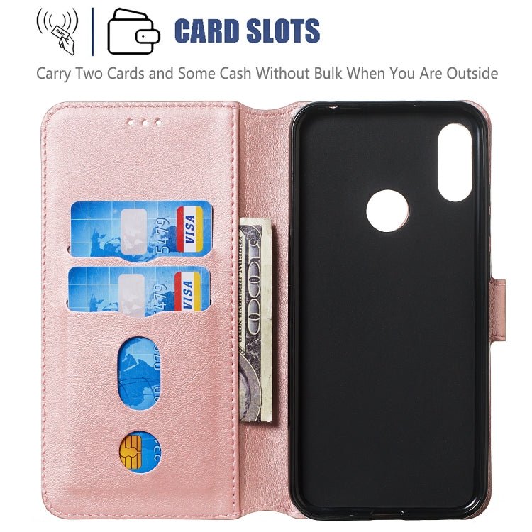 For Huawei Y6 (2019) / Honor 8A Solid Color Buckle Horizontal Flip Leather Case with Wallet & Holder & Card Slots
