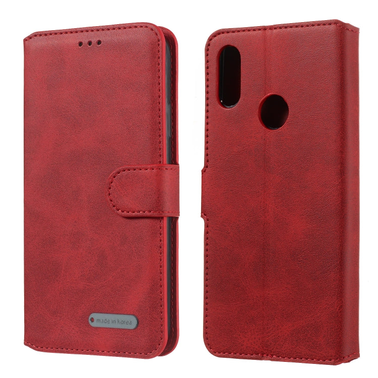 For Huawei Y6 (2019) / Honor 8A Solid Color Buckle Horizontal Flip Leather Case with Wallet & Holder & Card Slots