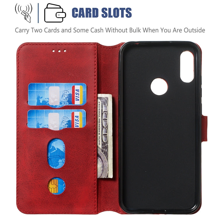 For Huawei Y6 (2019) / Honor 8A Solid Color Buckle Horizontal Flip Leather Case with Wallet & Holder & Card Slots