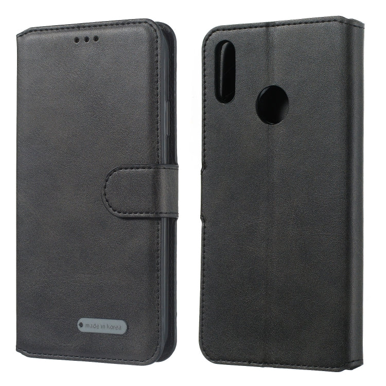 For Huawei Y7 (2019) / Enjoy 9 Solid Color Buckle Horizontal Flip Leather Case with Wallet & Holder & Card Slots