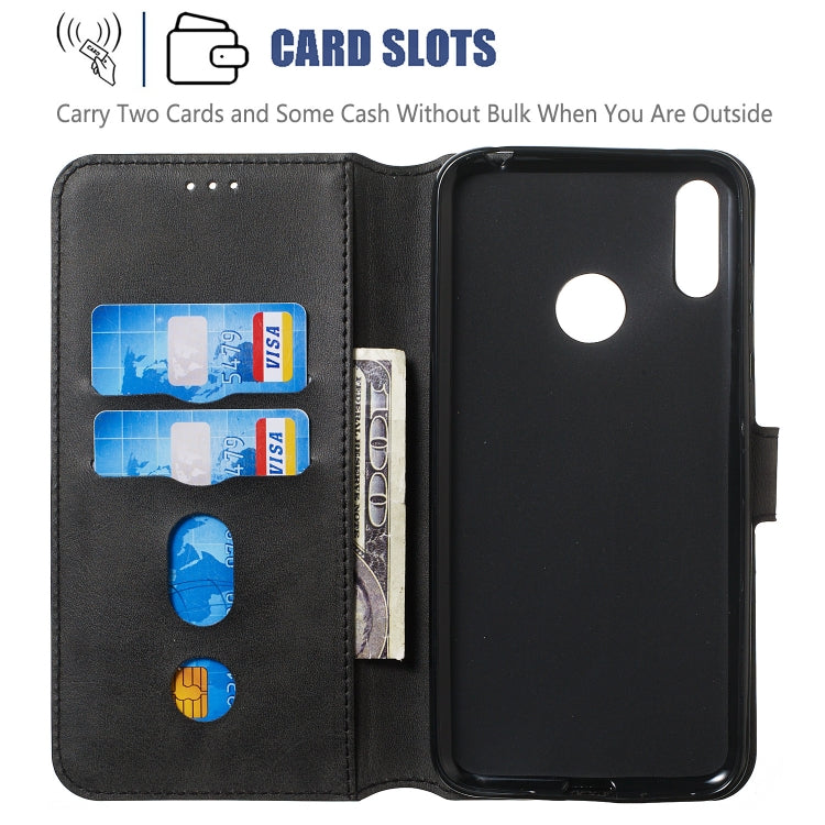 For Huawei Y7 (2019) / Enjoy 9 Solid Color Buckle Horizontal Flip Leather Case with Wallet & Holder & Card Slots