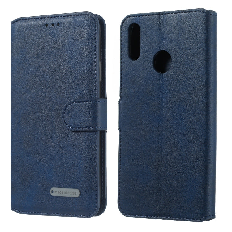 For Huawei Y7 (2019) / Enjoy 9 Solid Color Buckle Horizontal Flip Leather Case with Wallet & Holder & Card Slots