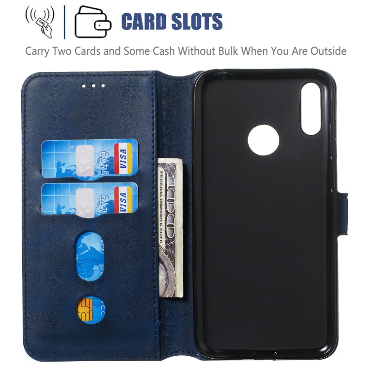 For Huawei Y7 (2019) / Enjoy 9 Solid Color Buckle Horizontal Flip Leather Case with Wallet & Holder & Card Slots
