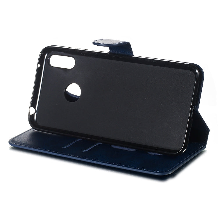 For Huawei Y7 (2019) / Enjoy 9 Solid Color Buckle Horizontal Flip Leather Case with Wallet & Holder & Card Slots