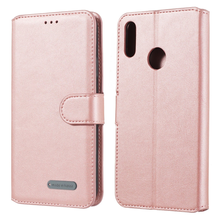 For Huawei Y7 (2019) / Enjoy 9 Solid Color Buckle Horizontal Flip Leather Case with Wallet & Holder & Card Slots