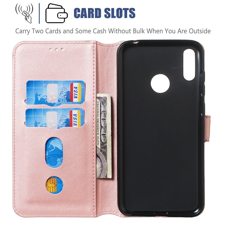 For Huawei Y7 (2019) / Enjoy 9 Solid Color Buckle Horizontal Flip Leather Case with Wallet & Holder & Card Slots