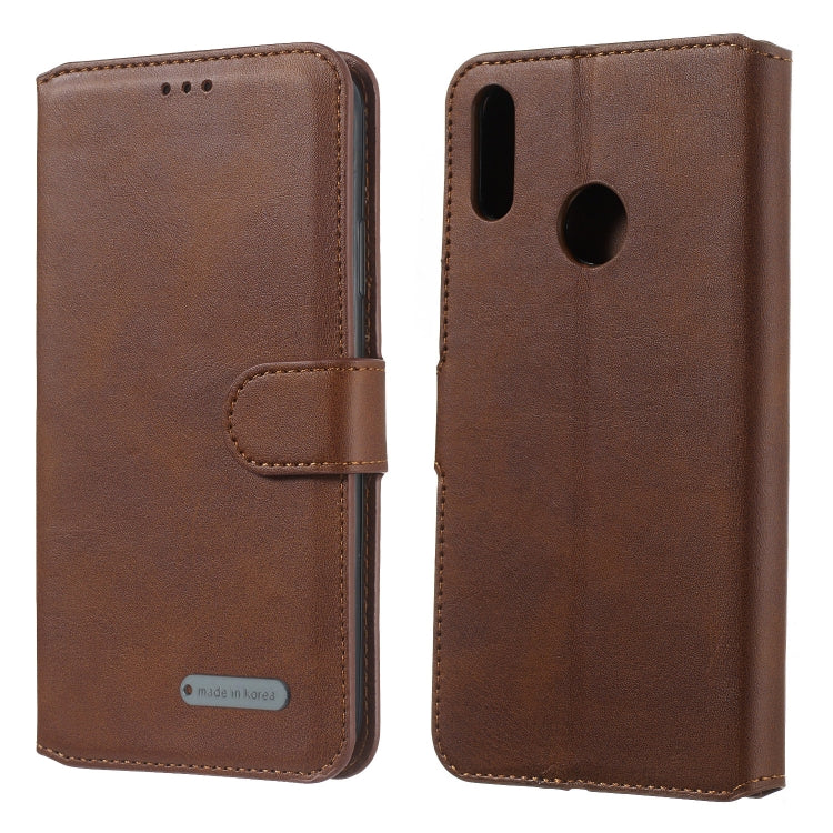 For Huawei Y7 (2019) / Enjoy 9 Solid Color Buckle Horizontal Flip Leather Case with Wallet & Holder & Card Slots
