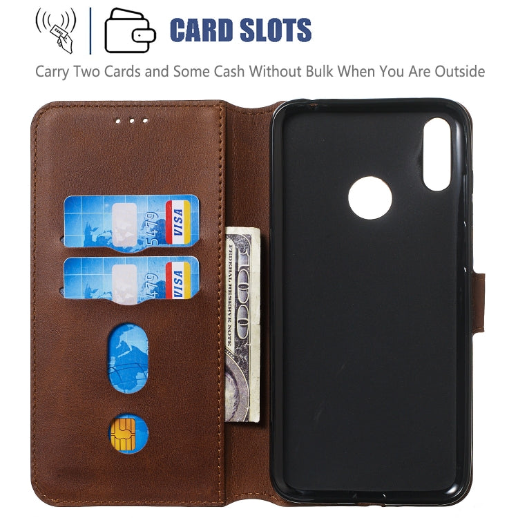 For Huawei Y7 (2019) / Enjoy 9 Solid Color Buckle Horizontal Flip Leather Case with Wallet & Holder & Card Slots