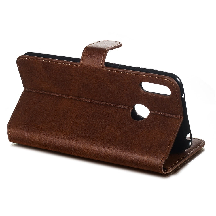For Huawei Y7 (2019) / Enjoy 9 Solid Color Buckle Horizontal Flip Leather Case with Wallet & Holder & Card Slots
