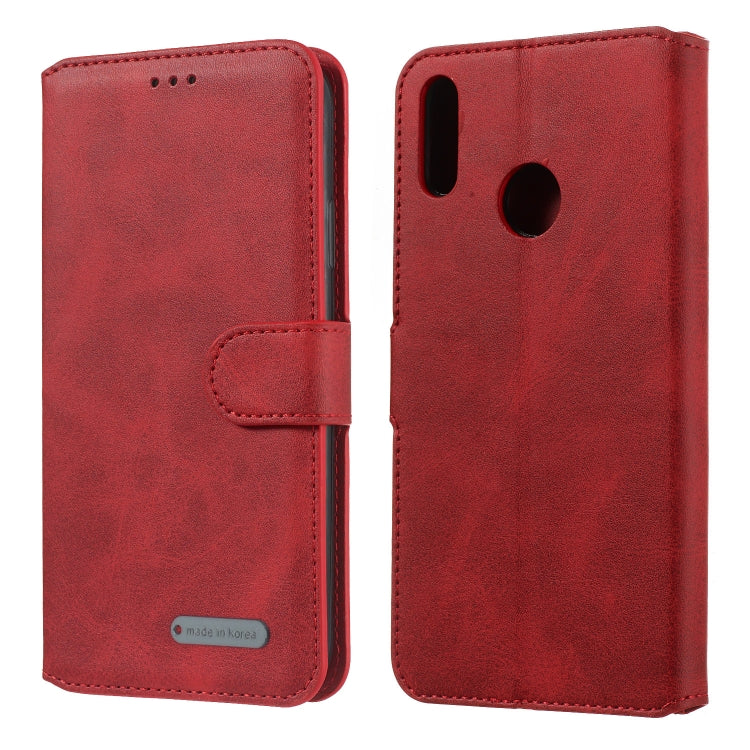 For Huawei Y7 (2019) / Enjoy 9 Solid Color Buckle Horizontal Flip Leather Case with Wallet & Holder & Card Slots