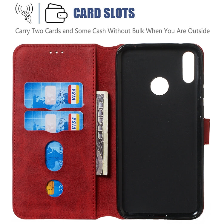 For Huawei Y7 (2019) / Enjoy 9 Solid Color Buckle Horizontal Flip Leather Case with Wallet & Holder & Card Slots