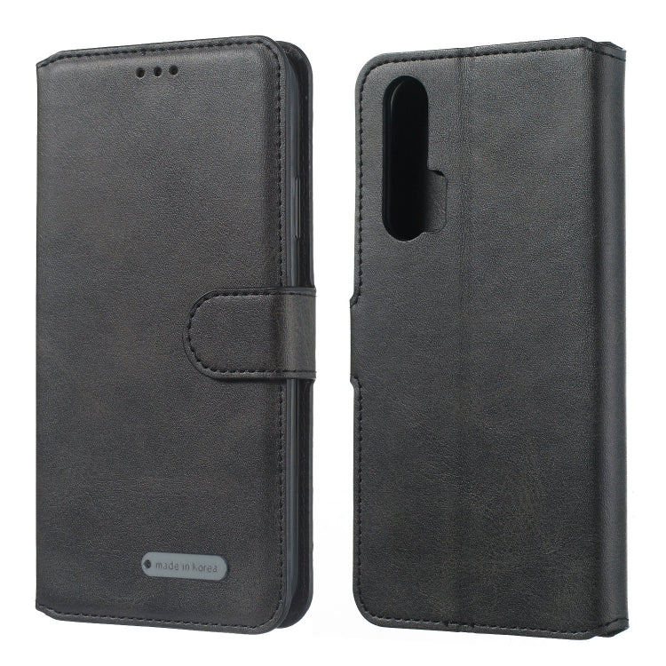 For Huawei Honor 20 Pro Solid Color Buckle Horizontal Flip Leather Case with Wallet & Holder & Card Slots