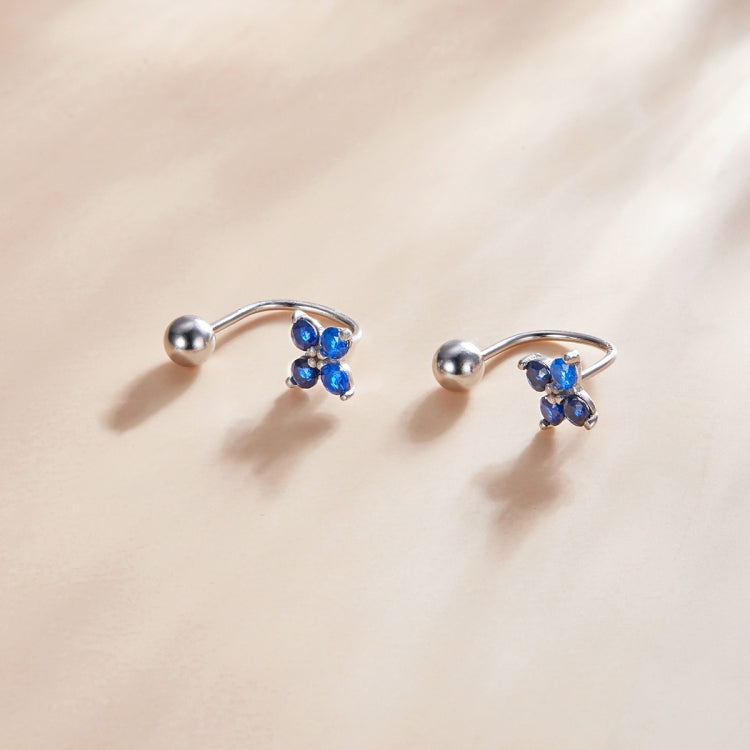 S925 Sterling Silver Round Beads Four-petal Flower Women Earrings